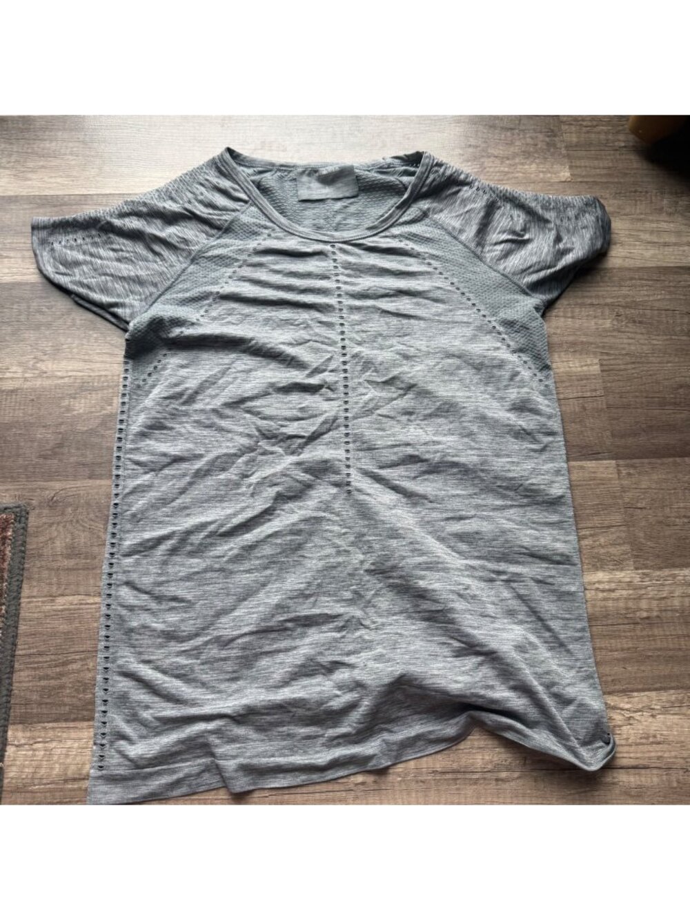 Athleta Grey Short-Sleeve Perforated Knit Activewear Top S